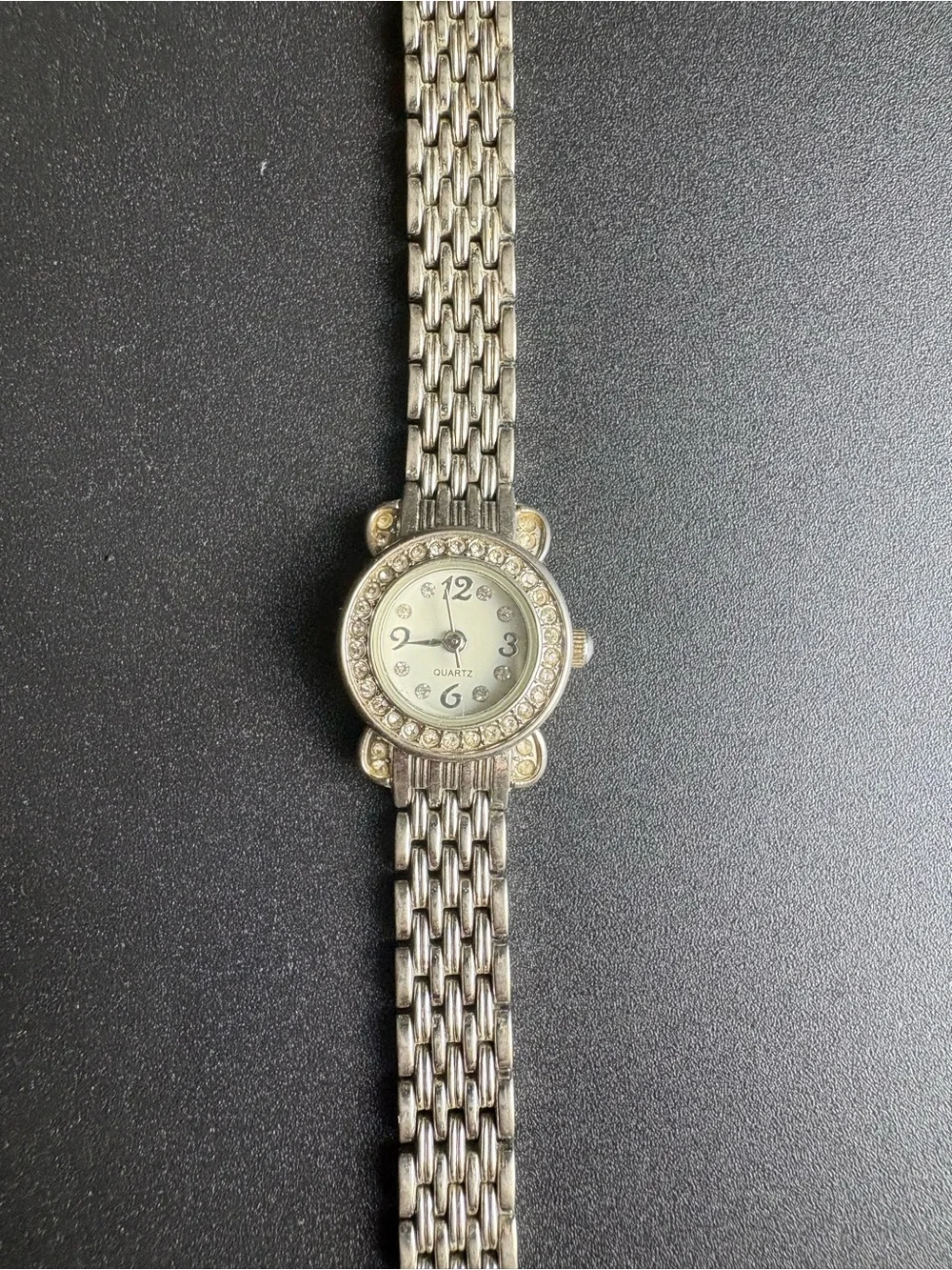 Silver Crystal Accent Women's Bracelet Watch measurements shown non running